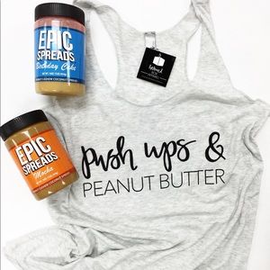 Heather white racerback tank top